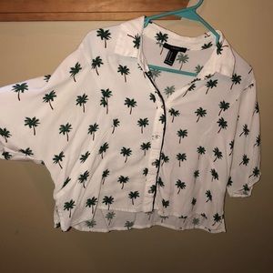 palm tree cropped button down